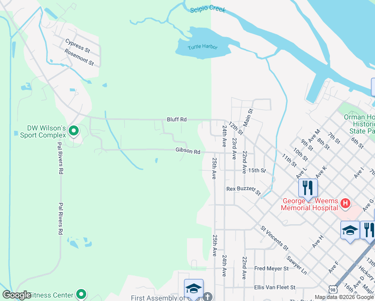map of restaurants, bars, coffee shops, grocery stores, and more near 7 Timberwood Ct in Apalachicola