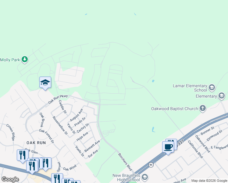map of restaurants, bars, coffee shops, grocery stores, and more near in Canyon Lake