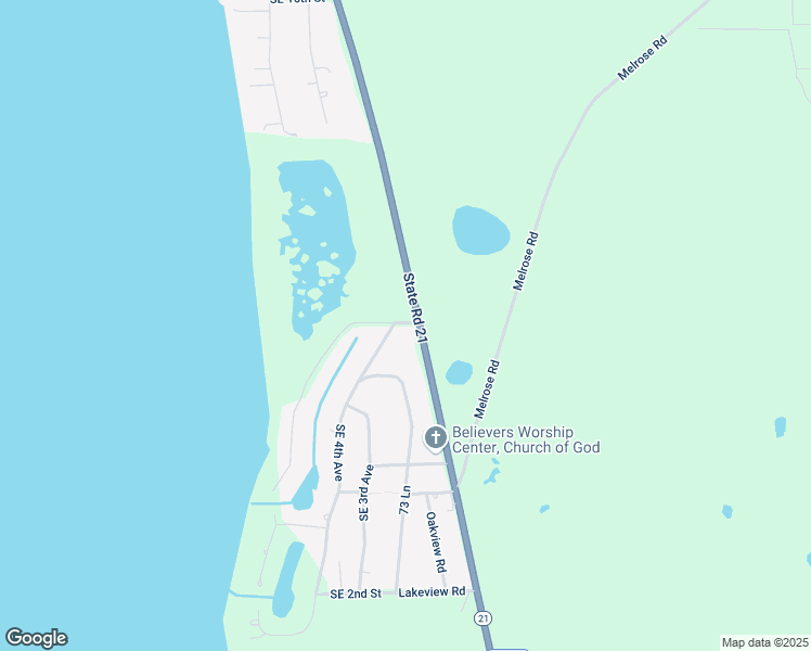 map of restaurants, bars, coffee shops, grocery stores, and more near 1270 State Road 21 in Melrose