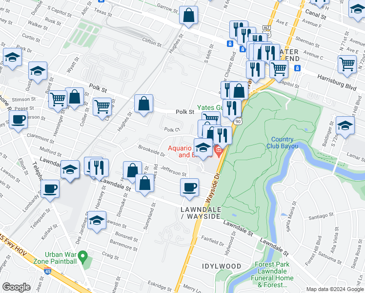 map of restaurants, bars, coffee shops, grocery stores, and more near 952 Villa De Matel Road in Houston