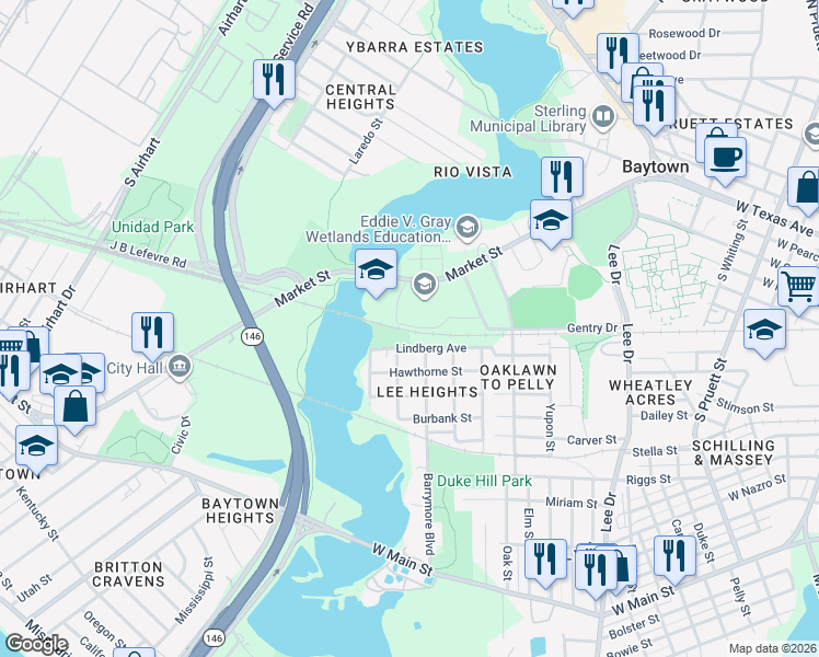 map of restaurants, bars, coffee shops, grocery stores, and more near in Beach City