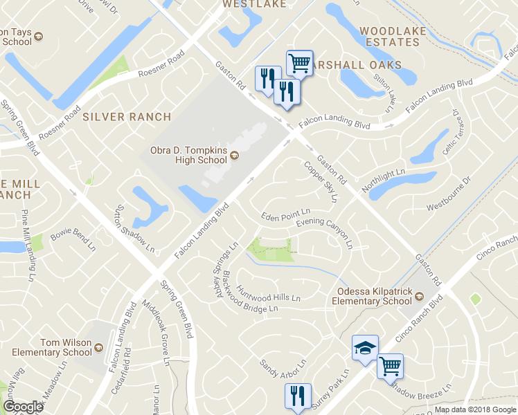 map of restaurants, bars, coffee shops, grocery stores, and more near 26338 Cottage Springs Court in Katy