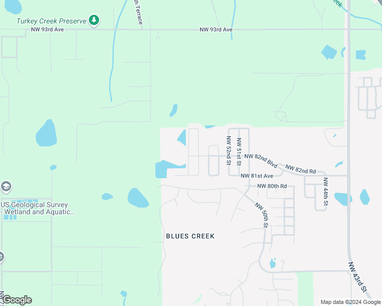 map of restaurants, bars, coffee shops, grocery stores, and more near 8243 Northwest 54th Terrace in Gainesville