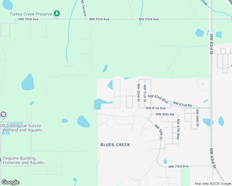 map of restaurants, bars, coffee shops, grocery stores, and more near 8243 Northwest 54th Terrace in Gainesville