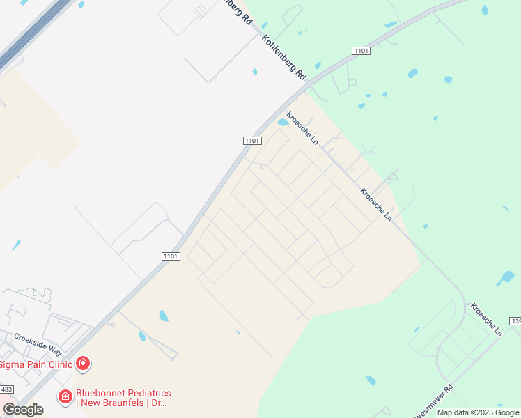 map of restaurants, bars, coffee shops, grocery stores, and more near 3044 Farm to Market 1101 in New Braunfels