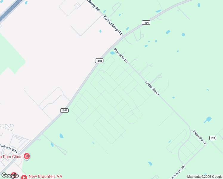 map of restaurants, bars, coffee shops, grocery stores, and more near 3044 Farm to Market 1101 in New Braunfels