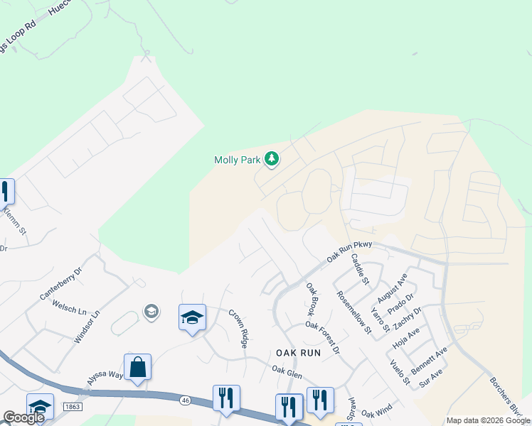 map of restaurants, bars, coffee shops, grocery stores, and more near 618 Oak Brook in New Braunfels