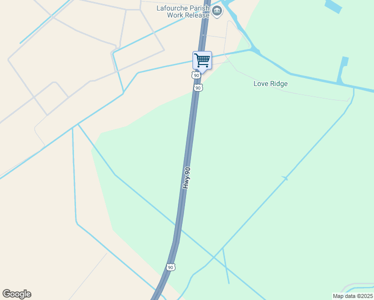 map of restaurants, bars, coffee shops, grocery stores, and more near U.S. 90 in Raceland