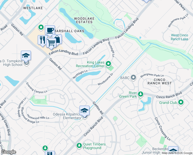 map of restaurants, bars, coffee shops, grocery stores, and more near 25810 Celtic Terrace Drive in Katy