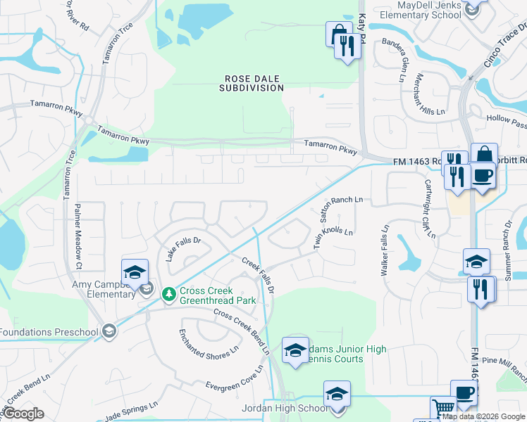 map of restaurants, bars, coffee shops, grocery stores, and more near 28118 Long Mill Lane in Fulshear