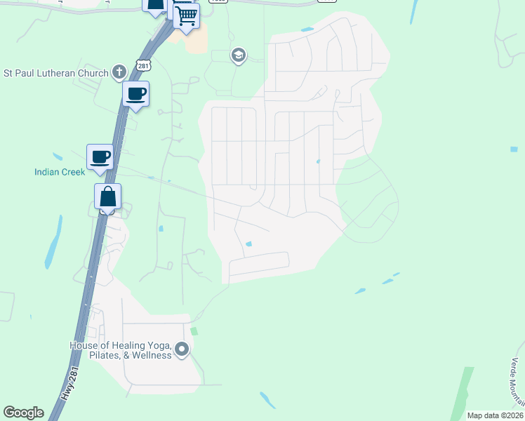 map of restaurants, bars, coffee shops, grocery stores, and more near 29296 Wiley Road in Bulverde