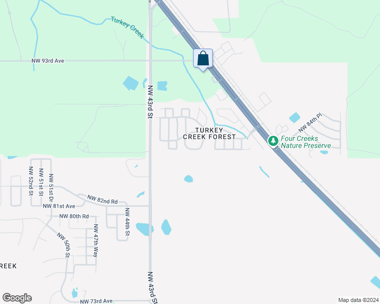 map of restaurants, bars, coffee shops, grocery stores, and more near 8515 Northwest 39th Circle in Gainesville