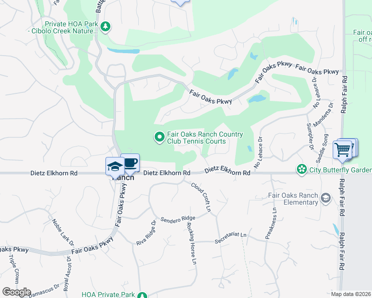 map of restaurants, bars, coffee shops, grocery stores, and more near 29403 Summit Ridge Drive in Fair Oaks Ranch