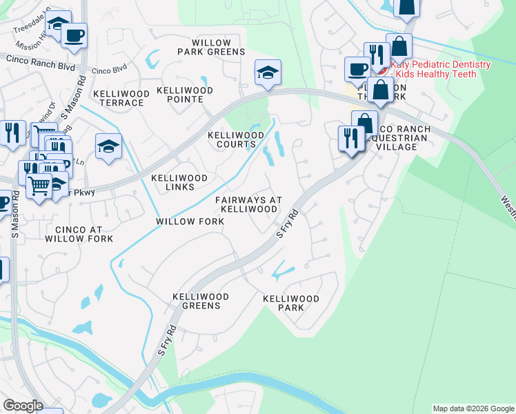 map of restaurants, bars, coffee shops, grocery stores, and more near 4114 Clubhollow in Katy