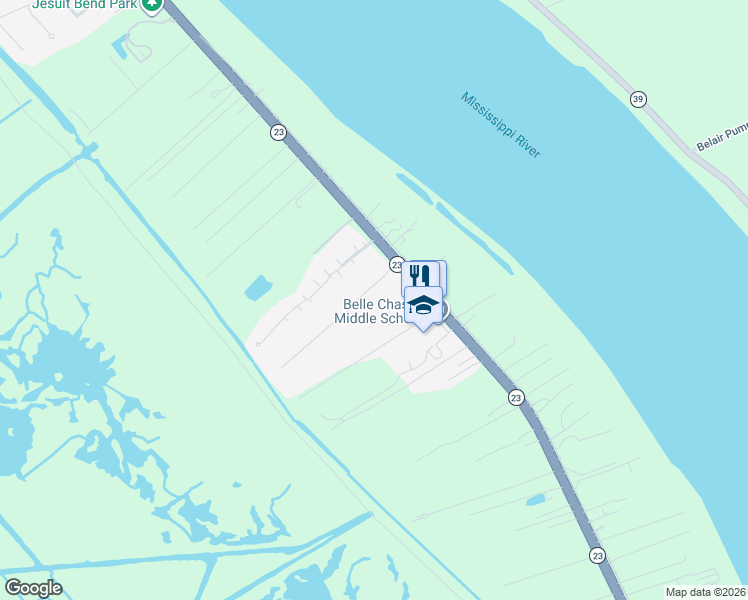 map of restaurants, bars, coffee shops, grocery stores, and more near 120 Forest Drive in Belle Chasse