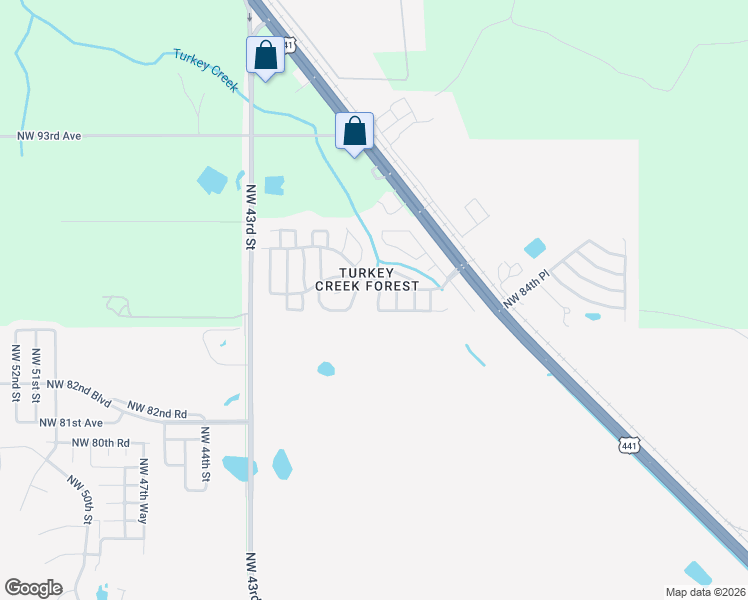 map of restaurants, bars, coffee shops, grocery stores, and more near 8503 Northwest 39th Terrace in Gainesville