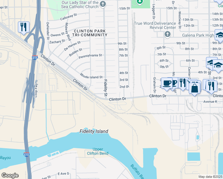 map of restaurants, bars, coffee shops, grocery stores, and more near 418 New Hampshire Street in Houston