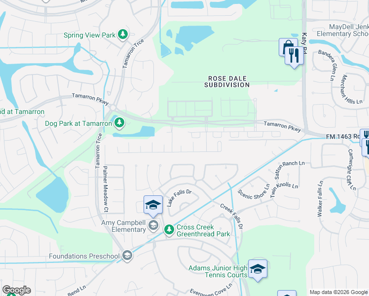 map of restaurants, bars, coffee shops, grocery stores, and more near in Katy