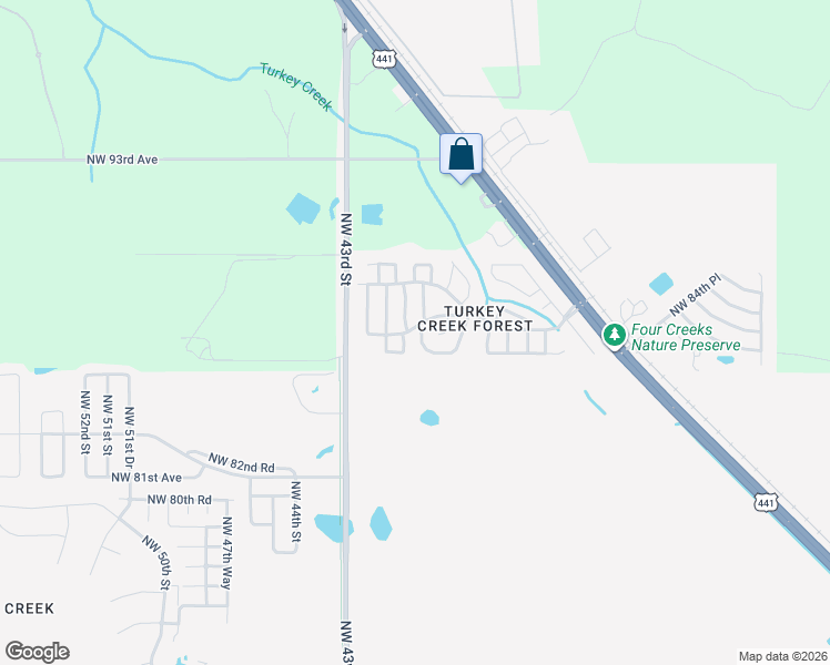 map of restaurants, bars, coffee shops, grocery stores, and more near 8515 Northwest 39th Circle in Gainesville