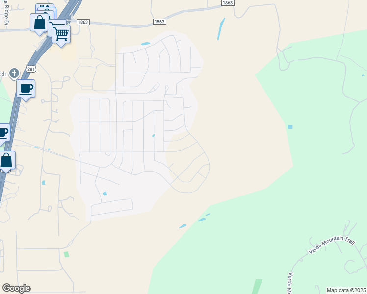 map of restaurants, bars, coffee shops, grocery stores, and more near 3306 Farm to Market Road 1863 in Bulverde