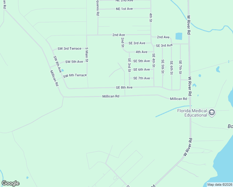 map of restaurants, bars, coffee shops, grocery stores, and more near 178 Millican Road in Palatka