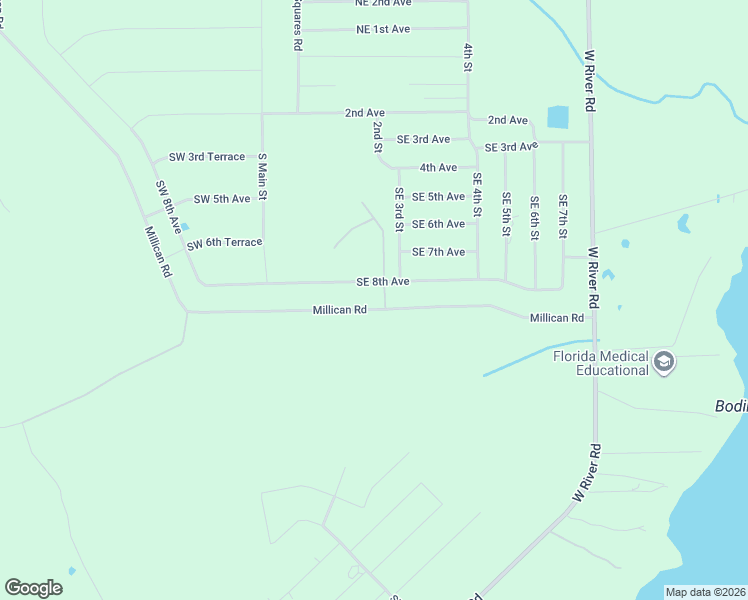 map of restaurants, bars, coffee shops, grocery stores, and more near 178 Millican Road in Palatka