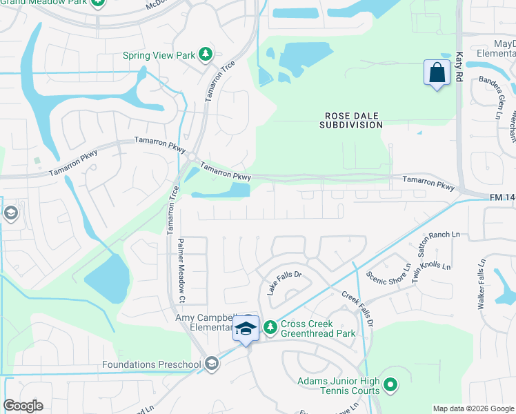 map of restaurants, bars, coffee shops, grocery stores, and more near 4245 Dewberry Lane in Katy