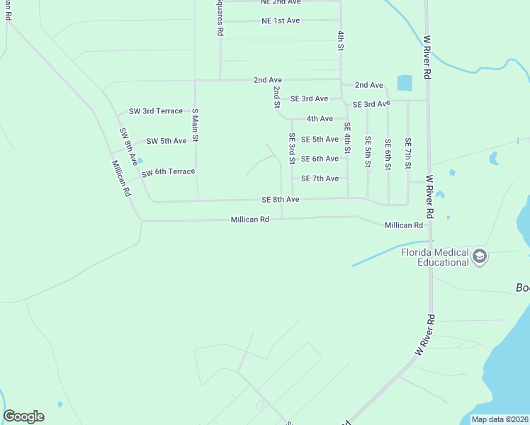 map of restaurants, bars, coffee shops, grocery stores, and more near 178 Millican Road in Palatka