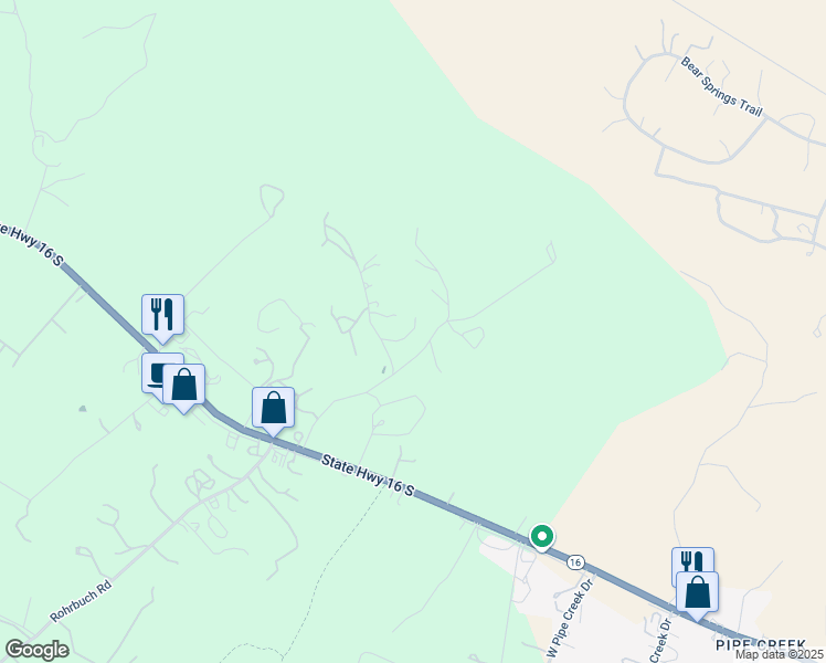 map of restaurants, bars, coffee shops, grocery stores, and more near 627 Cross Dot Ranch Road in Pipe Creek