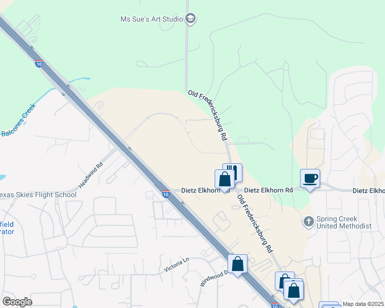 map of restaurants, bars, coffee shops, grocery stores, and more near 9401 Dietz Elkhorn Rd in Boerne
