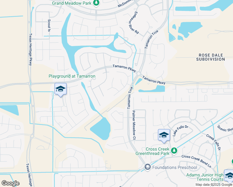 map of restaurants, bars, coffee shops, grocery stores, and more near Daintree Park Drive in Fulshear