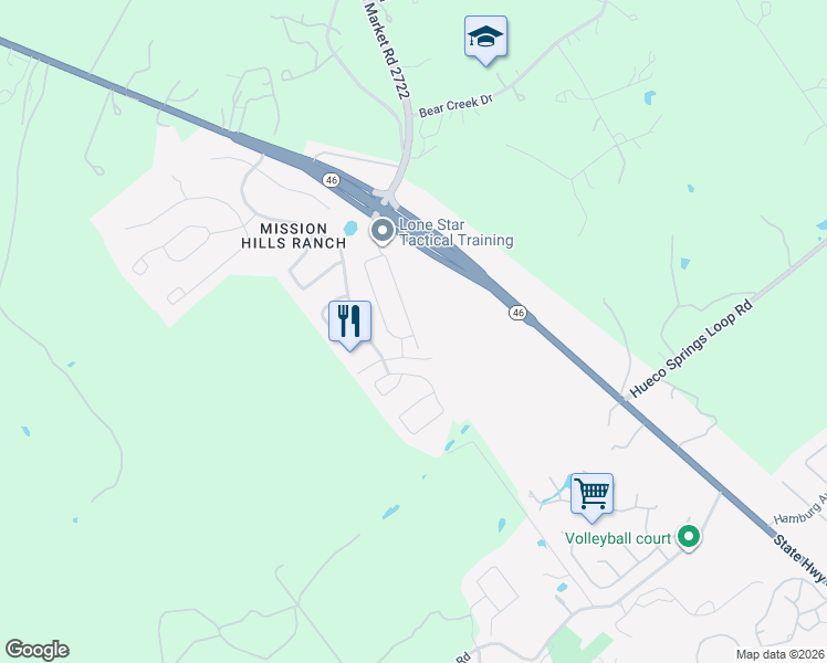 map of restaurants, bars, coffee shops, grocery stores, and more near 734 San Mateo in New Braunfels