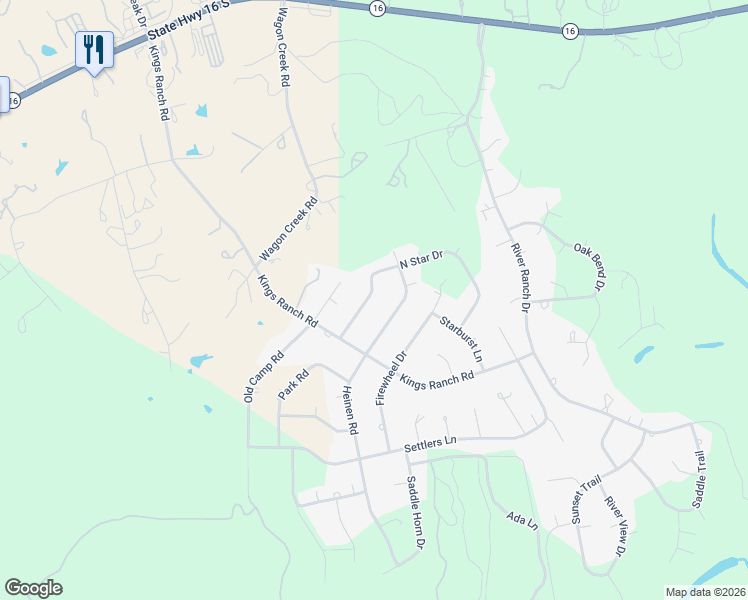 map of restaurants, bars, coffee shops, grocery stores, and more near 234 North Star Drive in Bandera