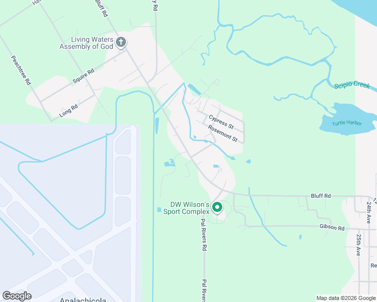 map of restaurants, bars, coffee shops, grocery stores, and more near 1089 Bluff Road in Apalachicola