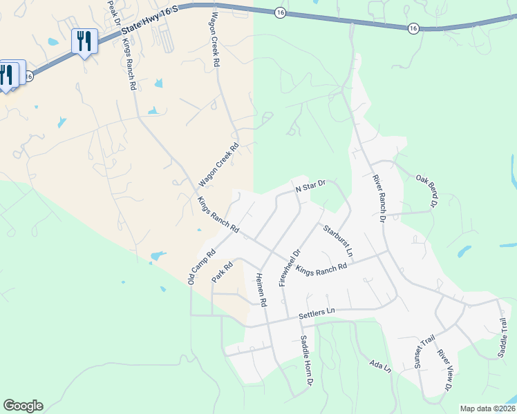 map of restaurants, bars, coffee shops, grocery stores, and more near 234 North Star Drive in Bandera