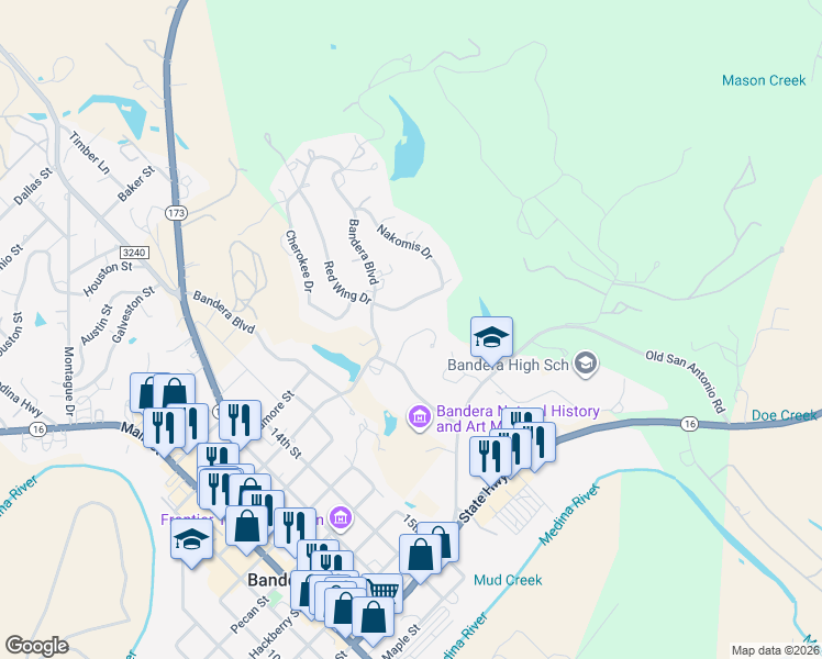 map of restaurants, bars, coffee shops, grocery stores, and more near 1815 White Tail Lane in Pipe Creek