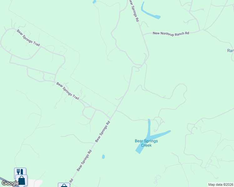 map of restaurants, bars, coffee shops, grocery stores, and more near 1257 Bear Springs Road in Pipe Creek