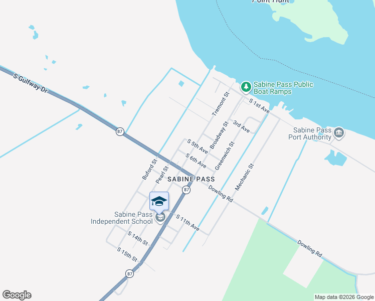 map of restaurants, bars, coffee shops, grocery stores, and more near 5113 Tremont Street in Port Arthur