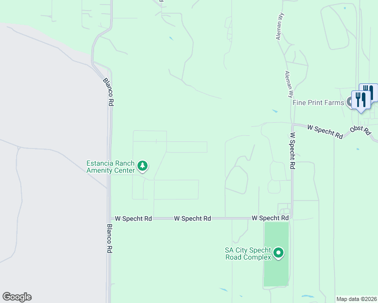map of restaurants, bars, coffee shops, grocery stores, and more near 851 Shatterhand Boulevard in San Antonio