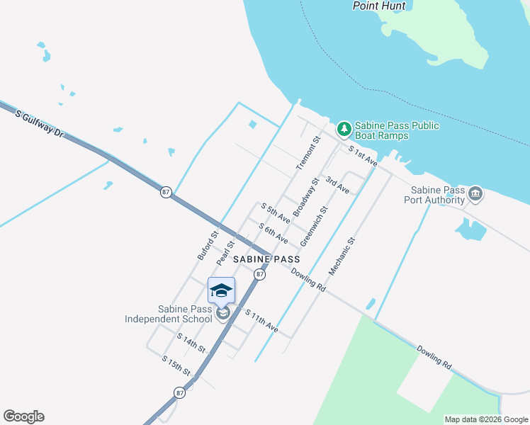 map of restaurants, bars, coffee shops, grocery stores, and more near 5113 Tremont Street in Port Arthur