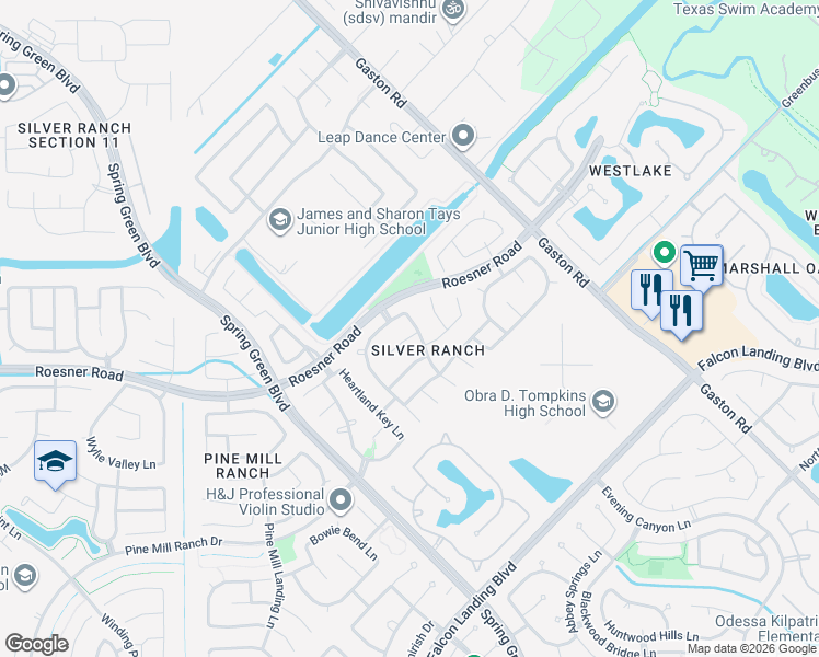 map of restaurants, bars, coffee shops, grocery stores, and more near 3511 Cottage Manor Lane in Katy