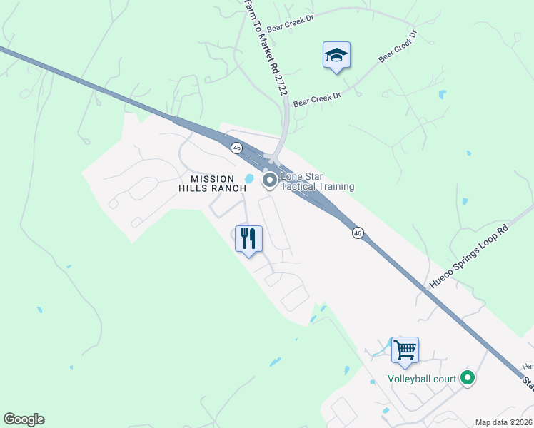 map of restaurants, bars, coffee shops, grocery stores, and more near 777 San Mateo in New Braunfels