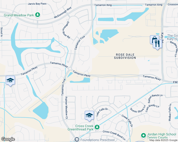 map of restaurants, bars, coffee shops, grocery stores, and more near 28627 Abilene Park Court in Katy