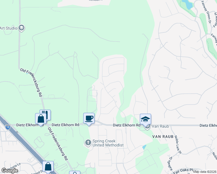 map of restaurants, bars, coffee shops, grocery stores, and more near 29523 Kearney Ridge in Boerne