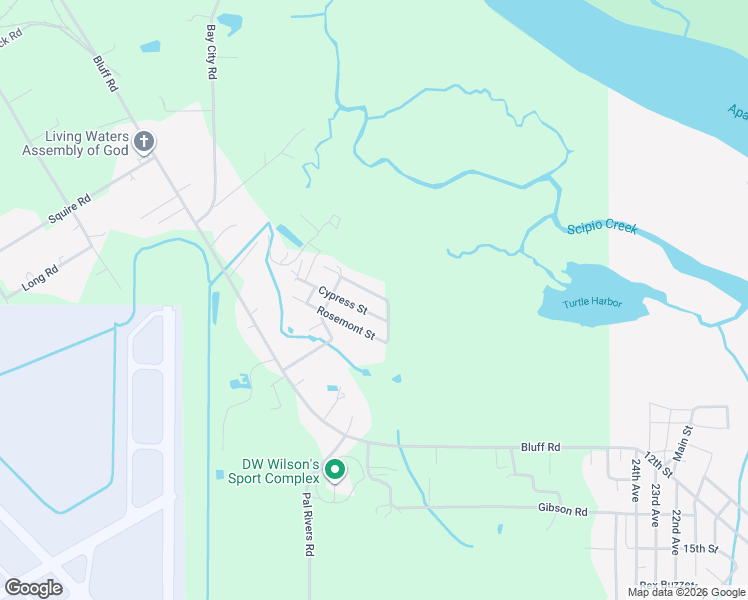 map of restaurants, bars, coffee shops, grocery stores, and more near 1051 Pinewood Street in Apalachicola