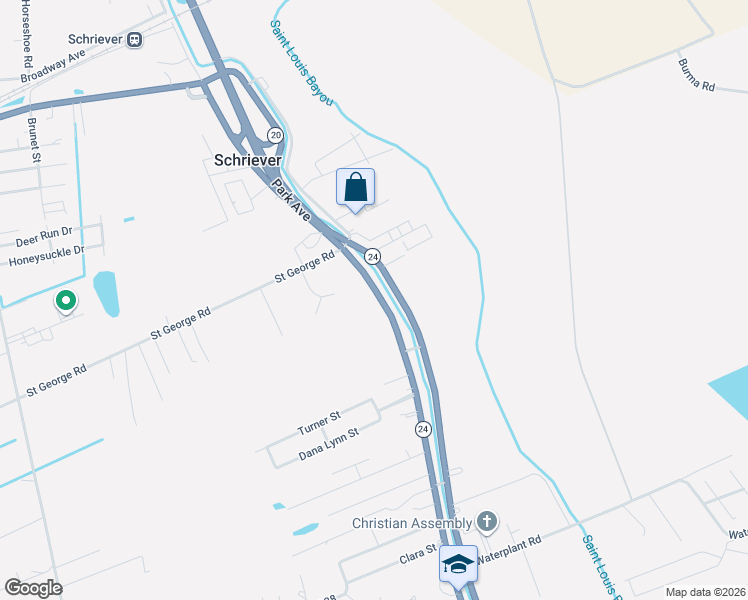 map of restaurants, bars, coffee shops, grocery stores, and more near 1508-1598 Main Street in Schriever