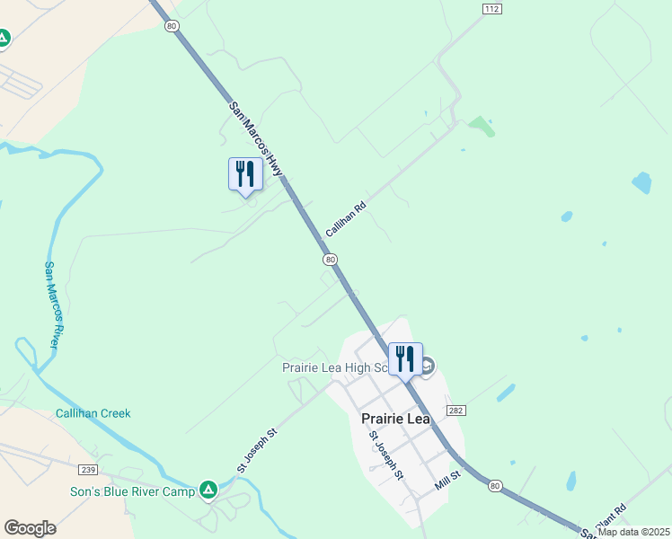 map of restaurants, bars, coffee shops, grocery stores, and more near 7995 San Marcos Highway in Caldwell County