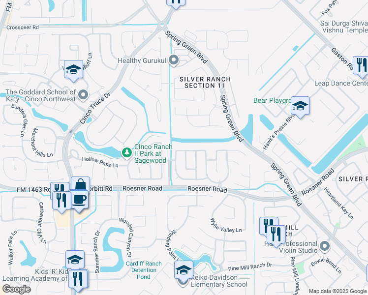 map of restaurants, bars, coffee shops, grocery stores, and more near 26950 Mustang Retreat Lane in Katy