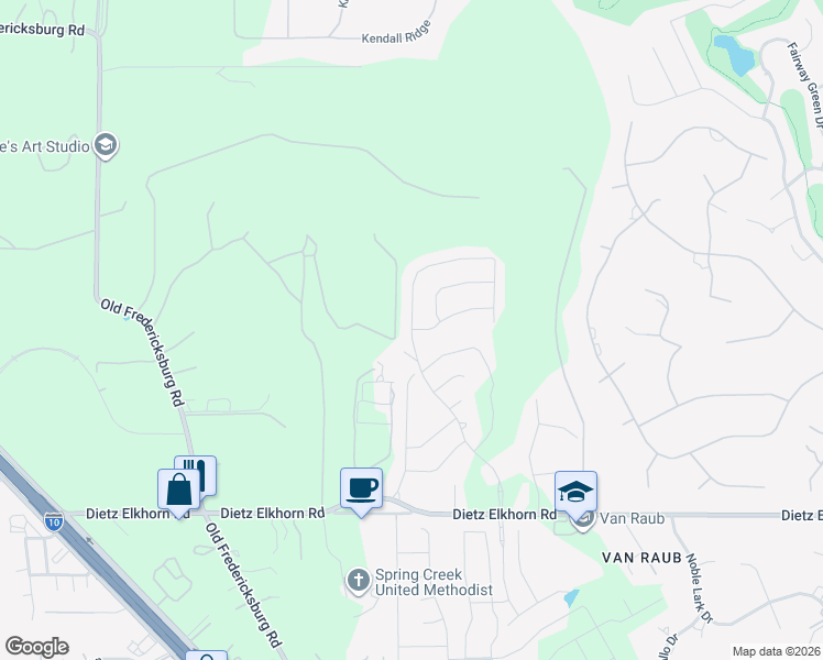 map of restaurants, bars, coffee shops, grocery stores, and more near 29752 Elkhorn Ridge in Boerne
