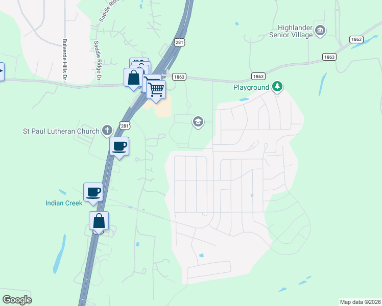 map of restaurants, bars, coffee shops, grocery stores, and more near 29706 Spring Copper in Bulverde